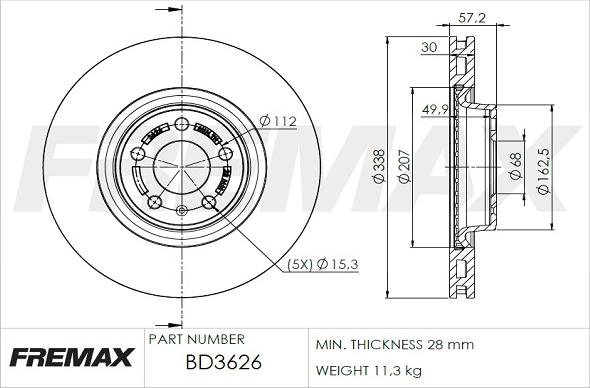 FREMAX BD-3626 - Тормозной диск autospares.lv