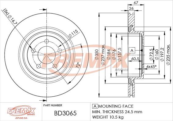 FREMAX BD-3065 - Тормозной диск autospares.lv