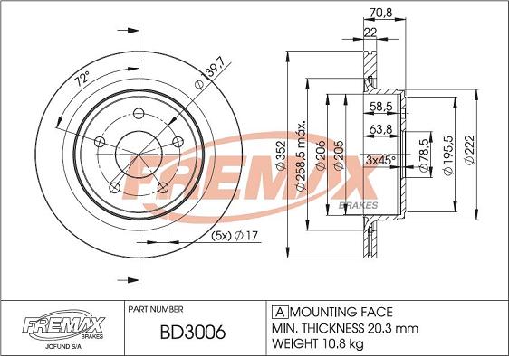FREMAX BD-3006 - Тормозной диск autospares.lv