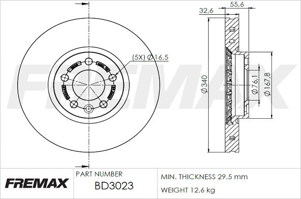 FREMAX BD-3023 - Тормозной диск autospares.lv