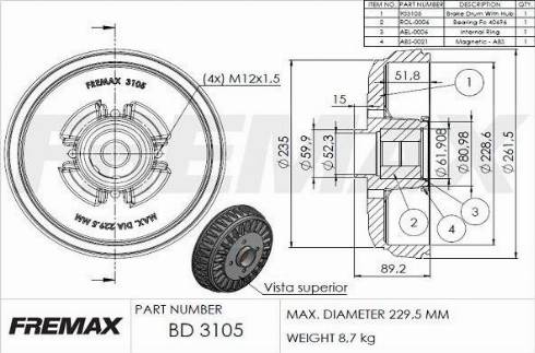 FREMAX BD-3105-KT - Тормозной барабан autospares.lv