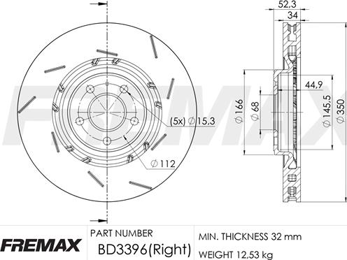 FREMAX BD-3396 - Тормозной диск autospares.lv