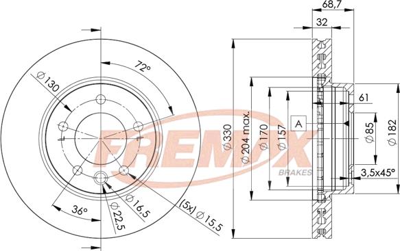 FREMAX BD-3326 - Тормозной диск autospares.lv