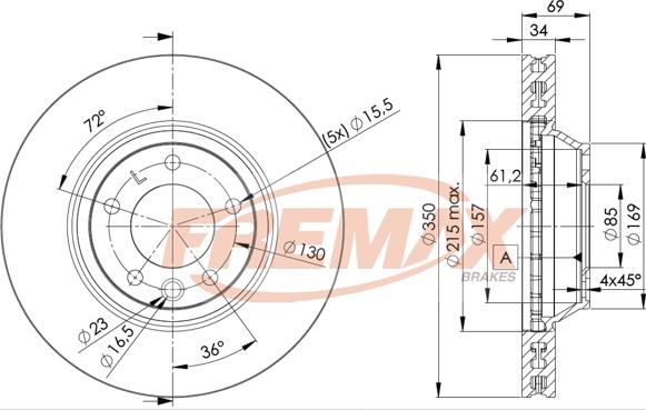 FREMAX BD-3323 - Тормозной диск autospares.lv