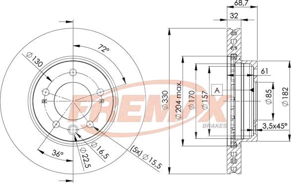 FREMAX BD-3327 - Тормозной диск autospares.lv