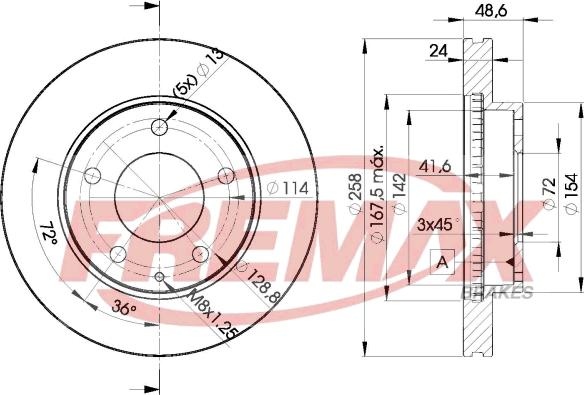 FREMAX BD-3258 - Тормозной диск autospares.lv