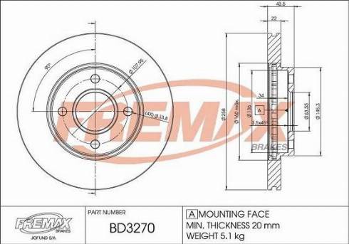 FREMAX BD-3270 - Тормозной диск autospares.lv