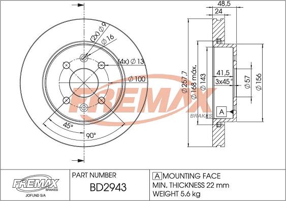 FREMAX BD-2943 - Тормозной диск autospares.lv