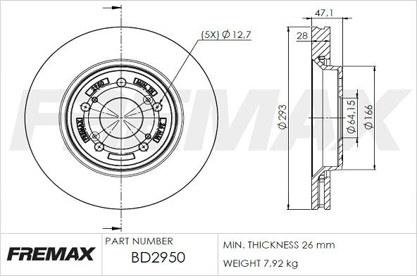 FREMAX BD-2950 - Тормозной диск autospares.lv