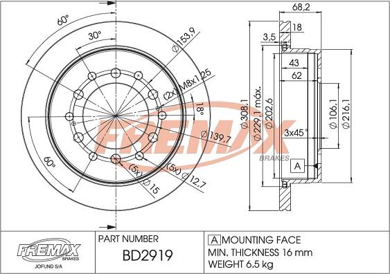 FREMAX BD-2919 - Тормозной диск autospares.lv