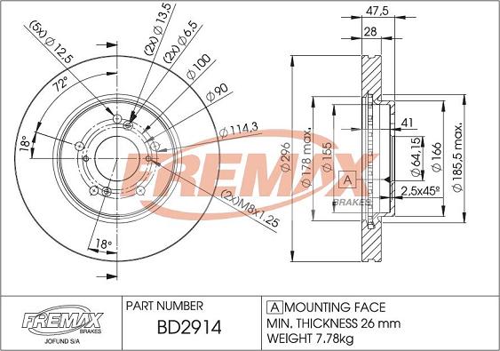 FREMAX BD-2914 - Тормозной диск autospares.lv