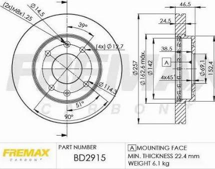 FREMAX BD-2915 - Тормозной диск autospares.lv