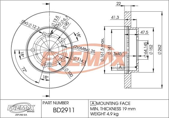 FREMAX BD-2911 - Тормозной диск autospares.lv