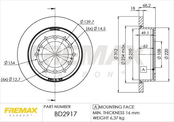 FREMAX BD-2917 - Тормозной диск autospares.lv