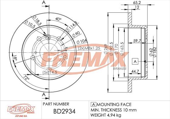 FREMAX BD-2934 - Тормозной диск autospares.lv