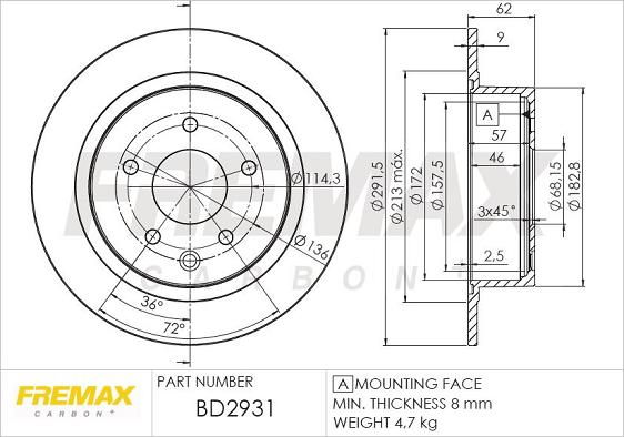 FREMAX BD-2931 - Тормозной диск autospares.lv