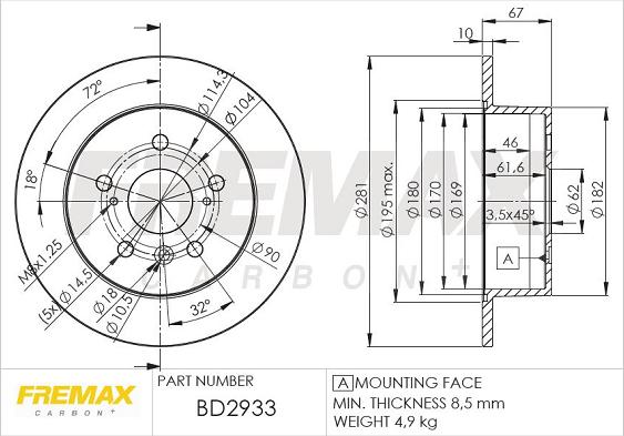 FREMAX BD-2933 - Тормозной диск autospares.lv