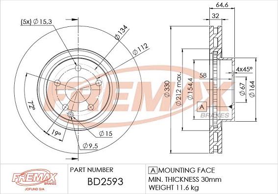 FREMAX BD-2593 - Тормозной диск autospares.lv