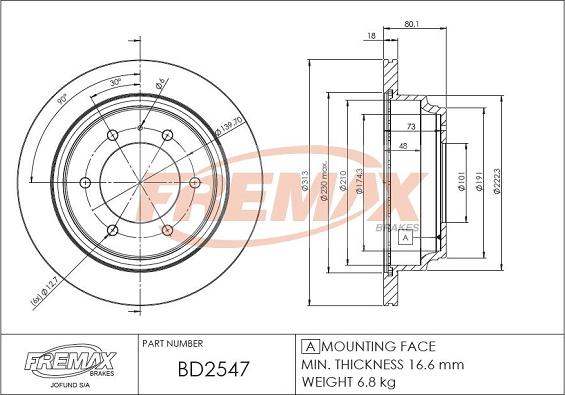 FREMAX BD-2547 - Тормозной диск autospares.lv