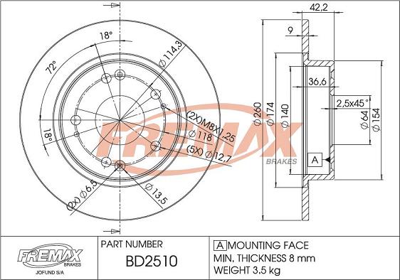 FREMAX BD-2510 - Тормозной диск autospares.lv