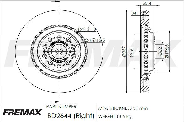 FREMAX BD-2644 - Тормозной диск autospares.lv