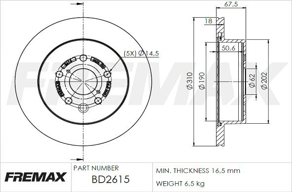 FREMAX BD-2615 - Тормозной диск autospares.lv