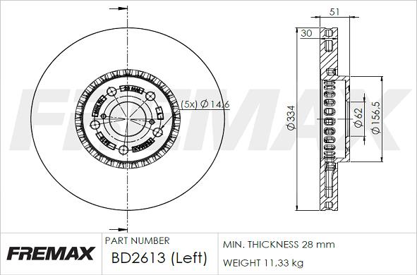 FREMAX BD-2613 - Тормозной диск autospares.lv