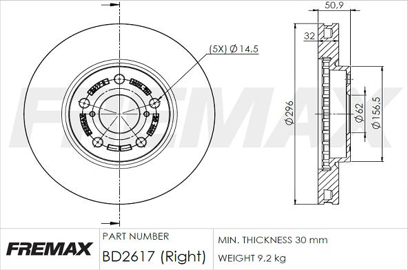 FREMAX BD-2617 - Тормозной диск autospares.lv