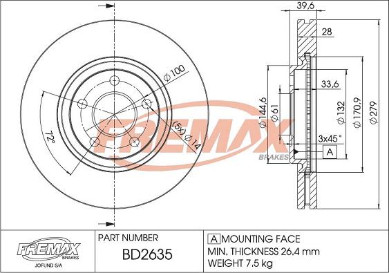 FREMAX BD-2635 - Тормозной диск autospares.lv