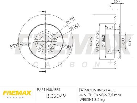 FREMAX BD-2049 - Тормозной диск autospares.lv