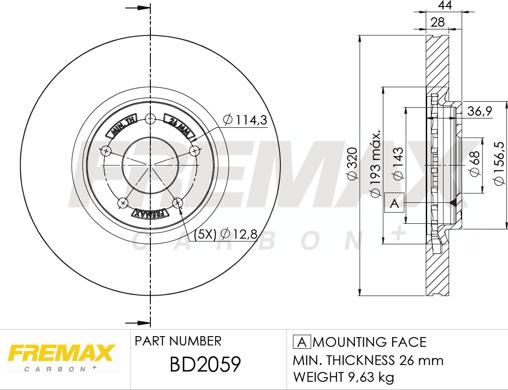 FREMAX BD-2059 - Тормозной диск autospares.lv