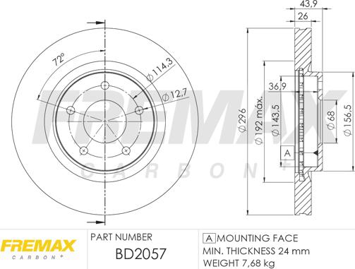 FREMAX BD-2057 - Тормозной диск autospares.lv