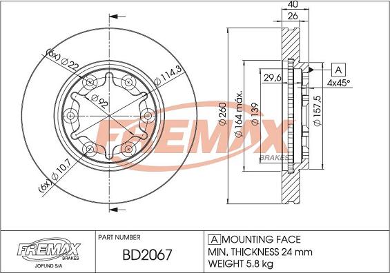 FREMAX BD-2067 - Тормозной диск autospares.lv