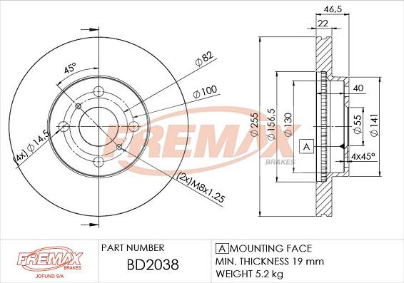 FREMAX BD-2038 - Тормозной диск autospares.lv