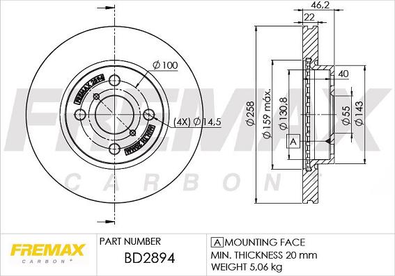 FREMAX BD-2894 - Тормозной диск autospares.lv