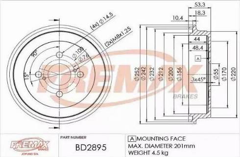 FREMAX BD-2895 - Тормозной барабан autospares.lv