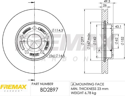 FREMAX BD-2897 - Тормозной диск autospares.lv