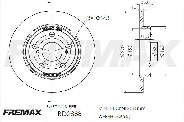 FREMAX BD-2888 - Тормозной диск autospares.lv