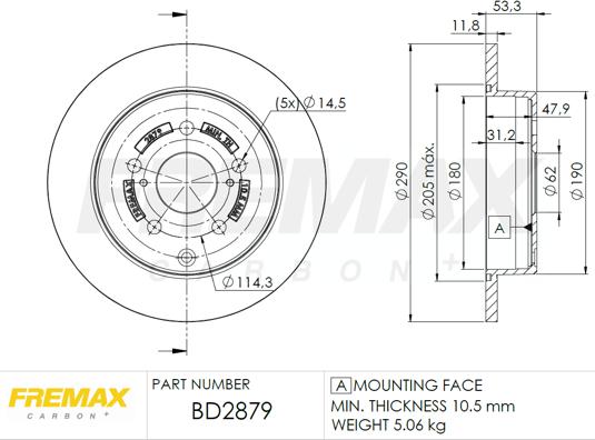 FREMAX BD-2879 - Тормозной диск autospares.lv