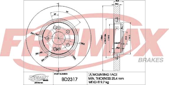 FREMAX BD-2317 - Тормозной диск autospares.lv