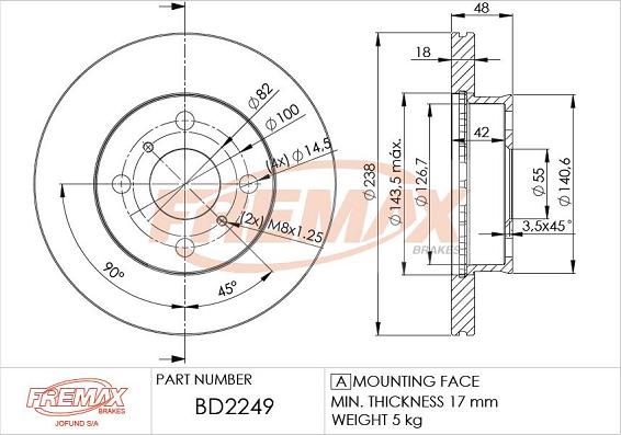 FREMAX BD-2249 - Тормозной диск autospares.lv