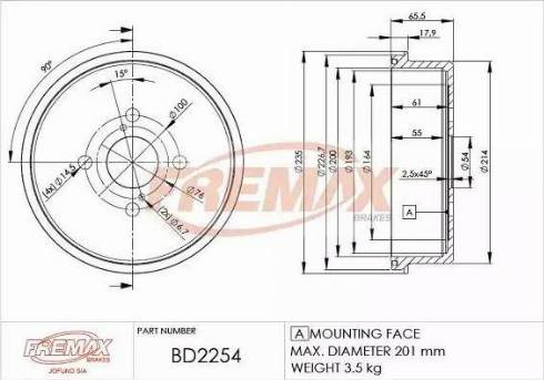 FREMAX BD-2254 - Тормозной барабан autospares.lv