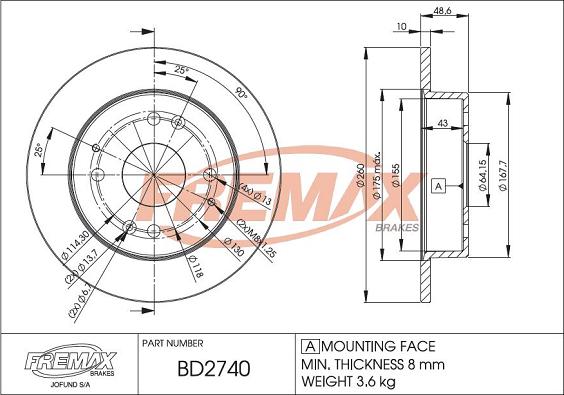 FREMAX BD-2740 - Тормозной диск autospares.lv