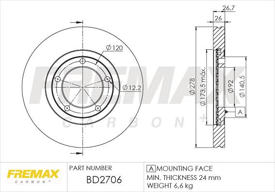 FREMAX BD-2706 - Тормозной диск autospares.lv