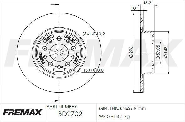 FREMAX BD-2702 - Тормозной диск autospares.lv