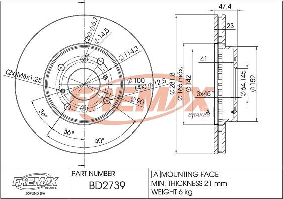 FREMAX BD-2739 - Тормозной диск autospares.lv