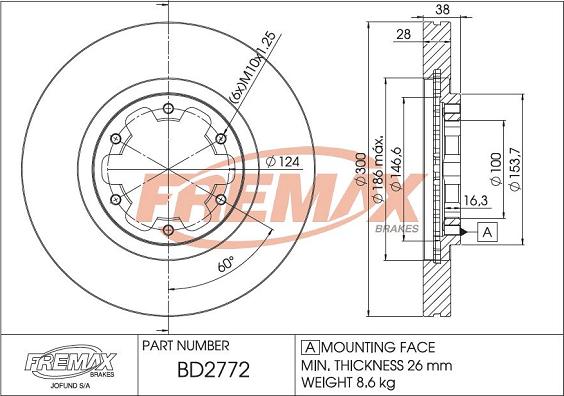 FREMAX BD-2772 - Тормозной диск autospares.lv