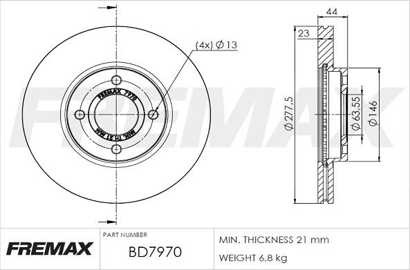 FREMAX BD-7970 - Тормозной диск autospares.lv