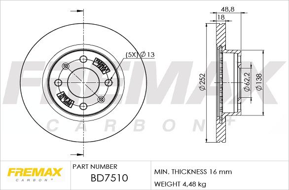 FREMAX BD-7510 - Тормозной диск autospares.lv