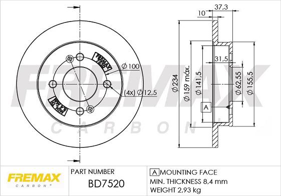 FREMAX BD-7520 - Тормозной диск autospares.lv